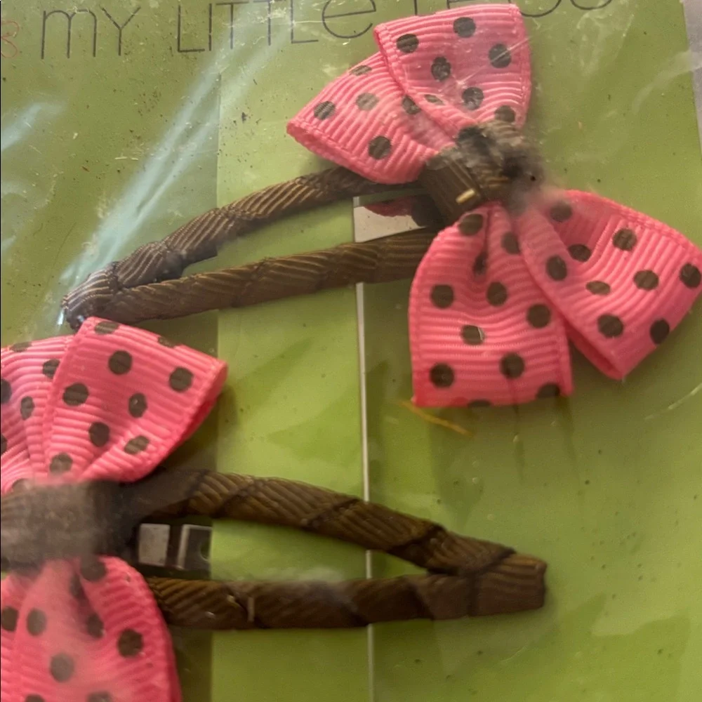 Pink Polka Dot Hair Clips